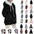 Miniatyrbilde 1 av 4: Vinterklær for kvinner, fasjonable pluss størrelse langermet søte topper hettegensere pullover varm komfortabel fuzzy fleece genser jakker XXL