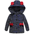 Miniatyrbild 1 av 2: Barnflicka Vadderad Jacka Varm Pufferjacka Polka Dot Huva Ytterkläder Navy Blue 2-3 Years