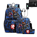 Miniatyrbild 3 av 5: Roblox USB-lås mot stöld, ryggsäck för studenter, ungdomsryggsäck, casual ryggsäck, reseväska (styck/set) style 1