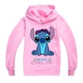 7-14 år Barn Stitch Tryck Luvtröja Pullover Toppar Casual Hooded Sweatshirt Pink 9-10 Years