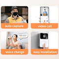 Miniatyrbild 2 av 5: Smart videodörrklocka hem intercom, smart trådlös fjärrstyrd videodörrklocka, högupplöst nattseende wifi laddning stöldskydd dörrklocka, tvåvägs