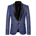 Miniatyrbilde 1 av 2: Menners Sequin Casual Blazer til Bryllup og Fest blue L