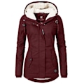 Miniatyrbillede 1 af 3: 2024 efterår og vinter bomuldsforet jakke ny stil plus fløjl stor størrelse bomuldsfrakke lammeuld parka bomuldsforet jakke Wine red 4XL