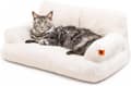 Stylish Cat Bed for Large Indoor Cats - Soft and Fluffy Cat Sofa Bed - Cute Cat Sofa Bed with Non-Slip Bottom, White