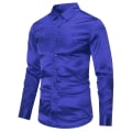 Pikkukuva 2 / 5: Sliktaa Miesten Rentoutunut Muodikkaat Kiiltävät Pitkähihaiset Slim-Fit Virallinen Paita Blue 3XL