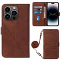 Crossbody 3D-präglat flip-läderfodral för telefon, brun Brown For iPhone 15 Pro Max