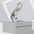 Miniatyrbild 1 av 5: 4 st Enkla Blocklyftar M15 Rostfritt Stål Små Lyftar för Rep Snöre i Svängbar Silver Lyft