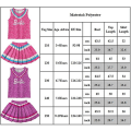 Miniatyrbilde 2 av 2: Halloween-kostyme for jenter 3-10 år - Barbie Cheerleader Cosplay Tanktopp og Plettert Skjørt Uniform Antrekk Sett Gaver Rose Red 9-10 Years