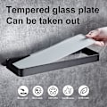Miniatyrbillede 4 af 5: Brusehylde Væghylde Badeværelsesopbevaring Med Organizer Rustfri Ingen Skader Hærdet Glas Aluminium Plads til Køkkentilbehør 30