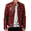 Miniatyrbild 4 av 5: Svart/brun/khaki/röd Läderjacka Mjuk Långärmad Casual Kläder Kappa För Hem Sovrum Kontor Red 4XL