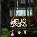 Miniatyrbillede 2 af 5: Sijial Hello Spring Påskebrev Træhængende Vedhæng Hjemmefest Festival Dekoration Pendant Hello Spring