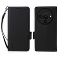 Fodral för ZTE Blade A76 5G med handledsrem, litchi-textur PU-läder plånboksfodral Black Black