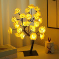 Miniatyrbillede 1 af 5: Rose Lampe Træ, Lys Op Rose Petal Træ 24 Led Lampe, Perfekt Som Pigeværelses Natlampe Eller Dekorative Lamper Til Stuen. White