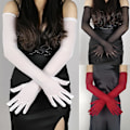 Miniatyrbillede 4 af 5: Dame Sheer Handsker Mode Lange Albue Handsker Kvinder Mesh Bryllupshandsker 21,6 Red
