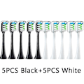 Pikkukuva 1 / 4: 10 kpl Vaihtoharjaspäät Dupont Pehmeä Sopiva Vacuum Health Hammasharjan Harjan Suuttimet Yhteensopiva Soocas X3/x3u/x5 Sonic Sähköhammasharjan Kanssa 5Black5White