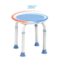 Miniatyrbild 4 av 4: YRHOME Duschpall Badstol Höjdjusterbar Duschstol 360° Roterande Badrumspall 136KG