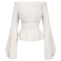 Miniatyrbilde 1 av 2: Bluser for kvinner, middelaldersk viktoriansk, off shoulder, festtopper, cosplay-kostyme White XL