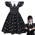 Miniatyrbild 1 av 4: Klänning för flickor 4-9 år, Wednesday Addams Familjen Addams Cosplay Festklänning Present 5-6Years