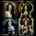 Pikkukuva 5 / 5: Dark Goddess 2024 -kalenteri Musta Kuun Vaihe Seinäkalenteri Bohemian Gothic Pagan Huonekalenteri