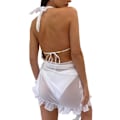 Pikkukuva 3 / 5: Ohut Verkko Mini Rypytetty Häärimekko Naisille Peite Tassel Mekko Bikini Uimapuvuhäärimekko Naisille Uimapuvut Ranta-asu Kääre White
