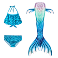 Miniatyrbillede 1 af 5: 3-delt sæt piger havfrue hale bikini badetøj sæt STYLE 1 STYLE 1 130cm