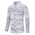 Miniatyrbillede 2 af 5: Sliktaa Mænd Casual Mode Skinnende Langærmet Slim-Fit Formel Skjorte Gray L