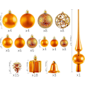 Miniatyrbilde 2 av 5: Brubaker 101-dels Julekuler med Topppynt i Lilla, Julepynt til Juletreet orange