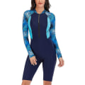 Miniatyrbilde 2 av 5: Dame Badetøy Endelt Lang Erme Rash Guard Dame Våt Drakt Atletisk Badetøy Surfing Dykking Glidelås Foran Badetøy Svømmedrakt Wanke Navy Blue 2935 M