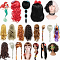 Miniatyrbillede 1 af 2: Paryk Cosplay Anna Elsa Pige Disney Frozen Prinsesse Rød Ariel Lille Havfrue Hårtilbehør Belle Jasmine Rapunzel Anna Sets B