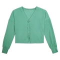 Miniatyrbilde 4 av 5: Bomulls Cardigan for Dame med V-hals, Løstsittende, Ensfarget, Casual Design, 15 Farger Green L