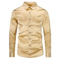 Miniatyrbillede 1 af 5: Sliktaa Mænd Casual Mode Skinnende Langærmet Slim-Fit Formel Skjorte Gold XS