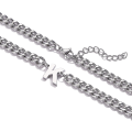 Miniatyrbilde 2 av 5: Initial A-z Cuban Link Kjede Halskjede For Gutter Menn Kvinner Bokstav Vedheng Rustfritt Stål 6.5mm 18+2 Tommer Smykker Gave Silver G
