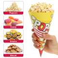 Miniatyrbilde 3 av 3: 100 stk Popcornpapirposer med spissede tupper, kjegleformede godteriposer til popcorn og godteri