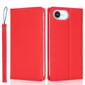 Kompatibel med iPhone 16e Plånboksfodral Äkta Kohud Telefonfodral Litchi Textur Multicolor Red