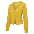 Miniatyrbillede 2 af 4: Bomuld Dame V-hals Mode Design Løstsiddende Ensfarvet Casual Cardigan 15 Farver Yellow 2XL