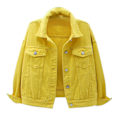 Miniatyrbilde 2 av 4: Damejakke i denim, varm, langærmet, helfarvet, vår og høst Yellow L