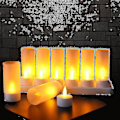 Miniatyrbilde 2 av 4: Flammeløse Lys - 12 Oppladbare LED-blinkende Te-lys + 12 Frostede Kopper - Leveres med Laderbase, Ingen Batterier Nødvendig Kb