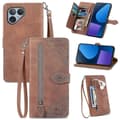 Fairphone 5 Läderfodral med Emed Blomdesign & Dragkedja Brown