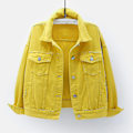 Miniatyrbilde 1 av 4: Damejakke i denim, varm, langærmet, helfarvet, vår og høst Yellow L