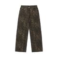 Brun leopard jeans kvinner denim bukser kvinnelige oversize vide benklær M