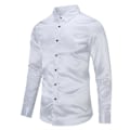 Pikkukuva 2 / 5: Sliktaa Miesten Rentoutunut Muodikkaat Kiiltävät Pitkähihaiset Slim-Fit Virallinen Paita White XS