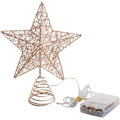 Miniatyrbillede 2 af 4: Juletræsstjerne, Juletræspynt med varm hvid LED-lys og timerfunktion, 8 x 10 tommer, Rosenguld