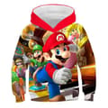 Super Mario Print Børne Hættetrøjer Sweatshirts Langærmet Hættetrøje Pullover Sportstop C 5-6 Years