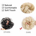 Pikkukuva 4 / 5: 1 kpl Messy Bun -hiuslisäke - Scrunchie -kihara -aaltoileva -synteettinen -hiusmyssy -naisten -kampaus Pale Ash Blonde Mix Bleach Blonde