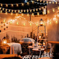Miniatyrbilde 5 av 5: Silikon-fe-lys for julepynt Stjerne og måne, varme farger. Star and moon, warm colors. 10 m80lights 3 battery packsUSB