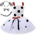 Miniatyrbild 1 av 4: Flickans Cruella De Vil Tutu Klänning Polka Dot Dalmatiner Skurk Halloween Kostym För Barn Fint Karneval Party Kläder Outfit 10-12Y