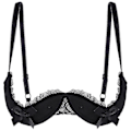 Miniatyrbild 1 av 5: Damunderkläder, spetsbh med bygel, halterhalsband, O-ring, push-up, genomskinlig, Xinmu Black B 4XL