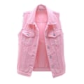 Miniatyrbild 2 av 4: Damjacka i denim, enfärgad, ärmlös, vår & höst Pink xl