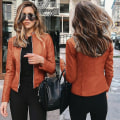 Miniatyrbillede 1 af 5: Solid Efterårs Kvinder Cykeljakke Kunstlæder Overtøj Lynlås Outfit Forår Efterår Kvinder Mode Kort Tynd Kvinde Jakke Frakke Hurtig Style B Orange L