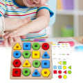 Miniatyrbillede 4 af 5: Sæt FormSorter Legetøj Burr-fri Vandbaseret Maling Lyse Farver Træ Geometriske Formet Byggeklodser Legetøj Til Gave A